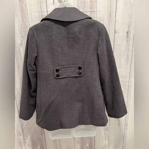 Style & Co Gray Double-Breasted Pea Coat with Notched Lapel/size SP - Picture 3 of 8